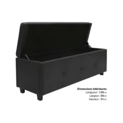 Banc Coffre - Bout De Lit - Simili Noir Classique - L 140 Cm - BOX -Sominova Soldes Boutique banc 22411419