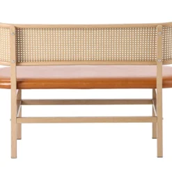 Chaise Double Avec Pieds En Métal - Dossier En Rotin - Coussin En Cuir - Marron -Sominova Soldes Boutique chaise 21218741