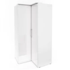 Dressing D'angle Complet Collection MODULO Coloris Blanc Avec LED, Joues De Finitions Et Packs étagères Inclus. -Sominova Soldes Boutique dressing et vestiaire 10562289