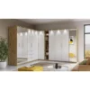 Dressing D'angle Complet Collection MODULO Coloris Chêne Et Blanc Brillant Avec LED, Joues De Finitions Et étagères Inclus. -Sominova Soldes Boutique dressing et vestiaire 10562295