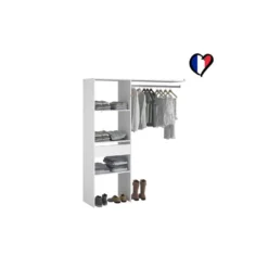 Elysée - Dressing Blanc Avec 3 étagères, 1 Tiroir Et Une Penderie : 160 X 40 X 180 Cm -Sominova Soldes Boutique dressing et vestiaire 12220649