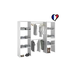 Elysée - Dressing Blanc Avec 6 étagères, 1 Tiroir Et 2 Penderies : 220 X 40 X 180 Cm -Sominova Soldes Boutique dressing et vestiaire 12220681