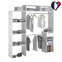 Elysée - Dressing Blanc Extensible Avec Penderie, étagères Et Tiroirs