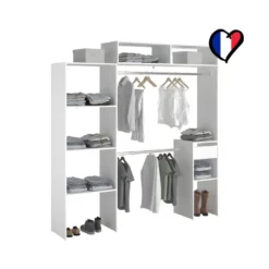Elysée - Dressing Blanc Extensible Avec Penderie, étagères Et Tiroirs -Sominova Soldes Boutique dressing et vestiaire 12220701