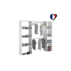 Elysée - Dressing Blanc Avec 6 étagères, 1 Tiroir Et 2 Penderies : 198 X 40 X 180 Cm -Sominova Soldes Boutique dressing et vestiaire 12220741