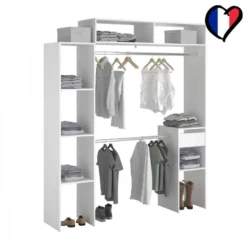 Elysée - Dressing Blanc Extensible Avec 2 Penderies, 4 étagères Et 1 Tiroir