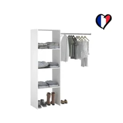Elysée - Dressing Blanc Avec 3 étagères Et Une Penderie : 160 X 40 X 180 Cm -Sominova Soldes Boutique dressing et vestiaire 12220781