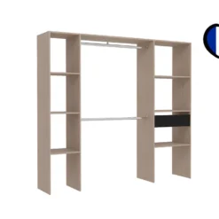 Elysée - Dressing Bois Avec 6 étagères, 1 Tiroir Et 2 Penderies : 198 X 40 X 180 Cm -Sominova Soldes Boutique dressing et vestiaire 12340007