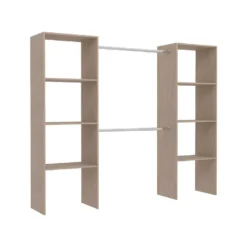 Elysée - Dressing Bois Avec 6 étagères Et 2 Penderies : 220 X 40 X 180 Cm