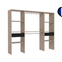 Elysée - Grand Dressing Bois Avec 2 Penderies, 6 étagères Et 2 Tiroirs -Sominova Soldes Boutique dressing et vestiaire 12340049