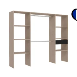 Elysée - Dressing Bois Avec 6 étagères, 1 Tiroir Et 2 Penderies : 220 X 40 X 180 Cm -Sominova Soldes Boutique dressing et vestiaire 12340075