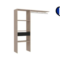 Elysée - Dressing Bois Avec 3 étagères, 1 Tiroir Et Une Penderie : 160 X 40 X 180 Cm -Sominova Soldes Boutique dressing et vestiaire 12340099