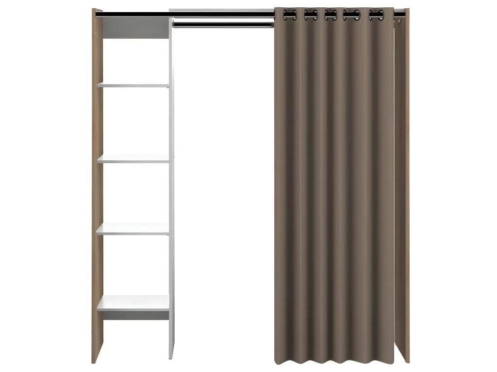 Dressing TOM Une Colonne - Chêne Naturel Et Rideau Taupe - SYMBIOSIS 3 Dressing TOM Une Colonne - Chêne Naturel Et Rideau Taupe - SYMBIOSIS