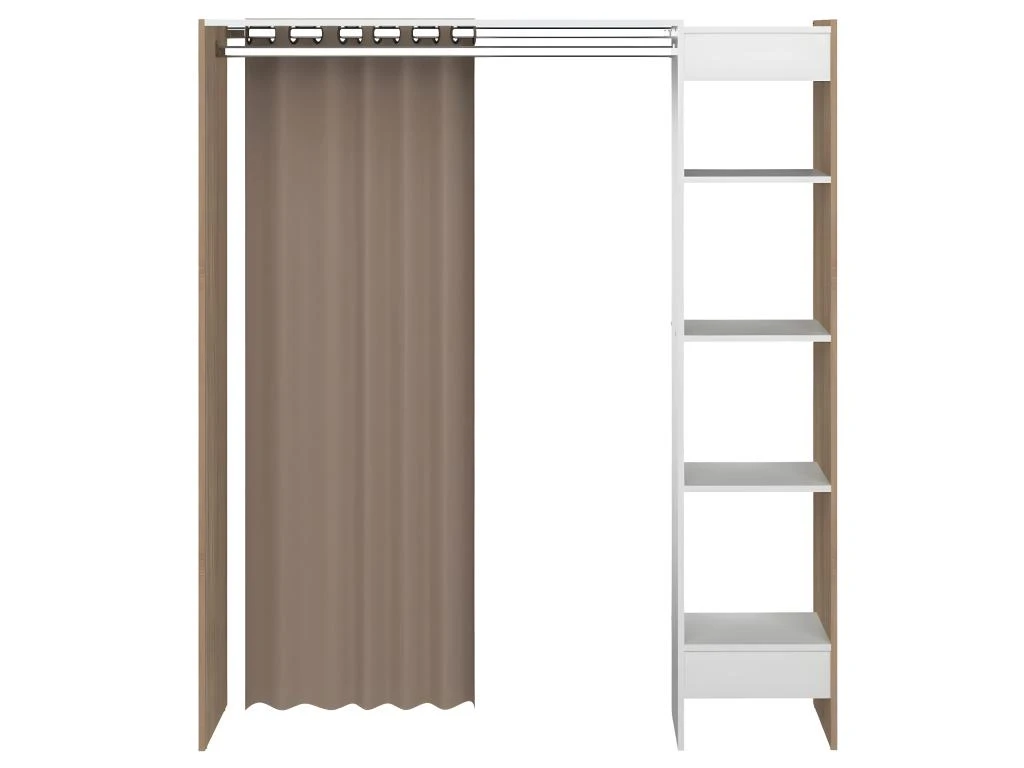 Dressing TOM Une Colonne - Chêne Naturel Et Rideau Taupe - SYMBIOSIS 5 Dressing TOM Une Colonne - Chêne Naturel Et Rideau Taupe - SYMBIOSIS – Image 3