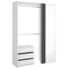 Armoire Dressing En Panneaux De Particules Mélaminés Coloris Blanc Avec Porte Et Rideau - Longueur 140.8 X Profondeur 52 X Hauteur 205 Cm -Sominova Soldes Boutique dressing et vestiaire 13141011