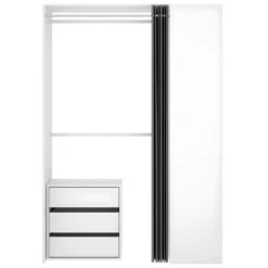 Armoire Dressing En Panneaux De Particules Mélaminés Coloris Blanc Avec Porte Et Rideau - Longueur 140.8 X Profondeur 52 X Hauteur 205 Cm 10 Armoire Dressing En Panneaux De Particules Mélaminés Coloris Blanc Avec Porte Et Rideau - Longueur 140.8 X Profondeur 52 X Hauteur 205 Cm -Sominova Soldes Boutique dressing et vestiaire 13141017