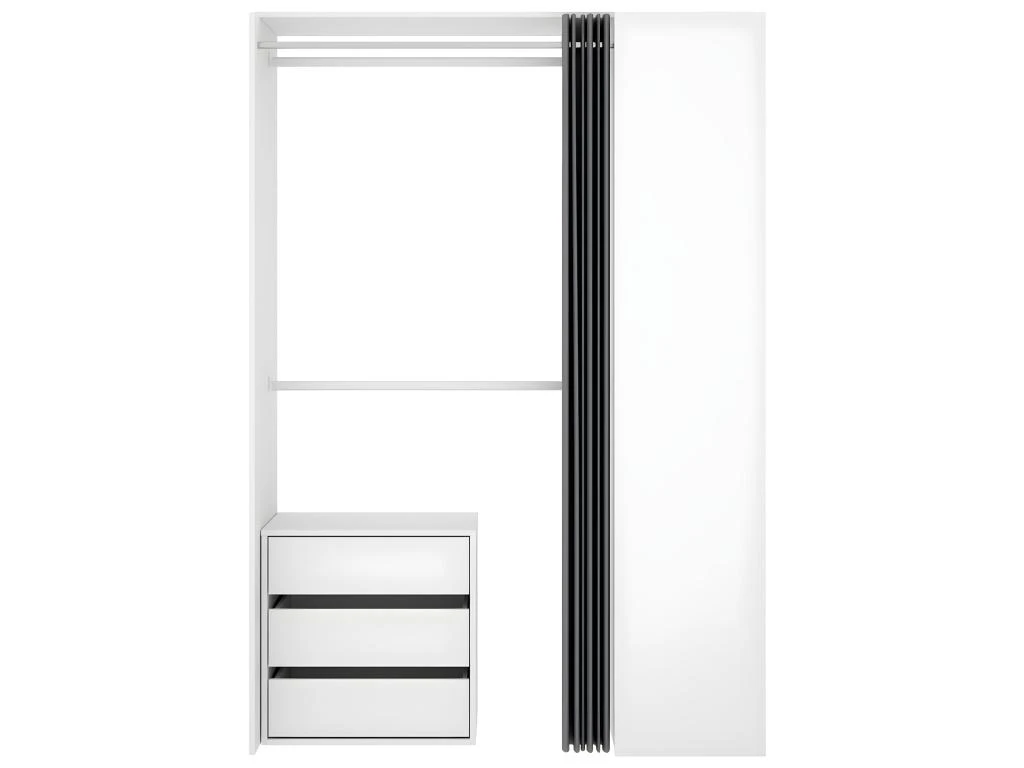 Armoire Dressing En Panneaux De Particules Mélaminés Coloris Blanc Avec Porte Et Rideau - Longueur 140.8 X Profondeur 52 X Hauteur 205 Cm 6 Armoire Dressing En Panneaux De Particules Mélaminés Coloris Blanc Avec Porte Et Rideau - Longueur 140.8 X Profondeur 52 X Hauteur 205 Cm – Image 4