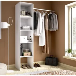 Colonne Dressing En Panneaux De Particules Mélaminés Coloris Blanc - Longueur 137.5 X Profondeur 40.2 X Hauteur 185.5 Cm -Sominova Soldes Boutique dressing et vestiaire 13141027