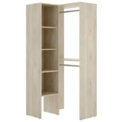 Armoire Dressing D'angle En Panneaux De Particules Mélaminés - Longueur 79.5 X Profondeur 88.5 X Hauteur 185 Cm