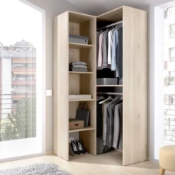 Armoire Dressing D'angle En Panneaux De Particules Mélaminés - Longueur 79.5 X Profondeur 88.5 X Hauteur 185 Cm -Sominova Soldes Boutique dressing et vestiaire 13141043