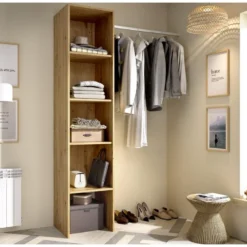 Colonne Dressing En Panneaux De Particules Mélaminés Coloris Chêne Nordique - Longueur 137.5 X Profondeur 40.2 X Hauteur 185.5 Cm -Sominova Soldes Boutique dressing et vestiaire 13141067