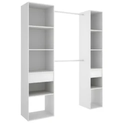 Armoire Dressing En Panneaux De Particules Mélaminés Avec 2 Tiroirs Coloris Blanc - Longueur 198 X Profondeur 50 X Hauteur 205cm