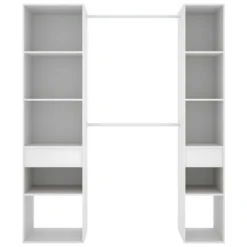 Armoire Dressing En Panneaux De Particules Mélaminés Avec 2 Tiroirs Coloris Blanc - Longueur 198 X Profondeur 50 X Hauteur 205cm -Sominova Soldes Boutique dressing et vestiaire 13141075