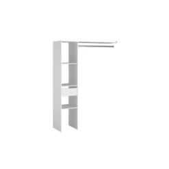 Elysée - Dressing Blanc Avec 3 étagères, 1 Tiroir Et Une Penderie : 138 X 40 X 180 Cm -Sominova Soldes Boutique dressing et vestiaire 14970551