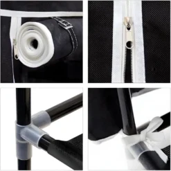 Grande étagère Armoire Pliante En Tissu 173 Cm Noir 13_0001275_3 -Sominova Soldes Boutique dressing et vestiaire 15859883