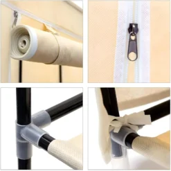 Armoire Pliante Avec Housse Penderie Avec Revêtement En Tissu Beige 13_0000290_2 -Sominova Soldes Boutique dressing et vestiaire 15859903