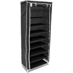 Armoire étagères à Chaussures En Tissu Pliante 36 Paires De Chaussures Noir 13_0000255_3