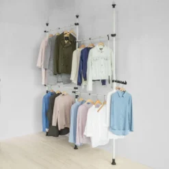 Télescopique Garde-robe Penderie Télescopique 4 Barres Portant De Vêtement Et 1 Vêtement Fork, Kls03 -Sominova Soldes Boutique dressing et vestiaire 19399489