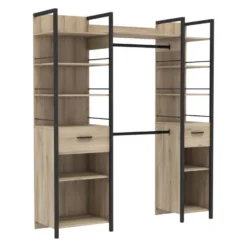 Aménagement Dressing Extensible Chêne/Noir - GARI - L 140/179 X L 48 X H 207 Cm 10 Aménagement Dressing Extensible Chêne/Noir - GARI - L 140/179 X L 48 X H 207 Cm -Sominova Soldes Boutique dressing et vestiaire 19722675