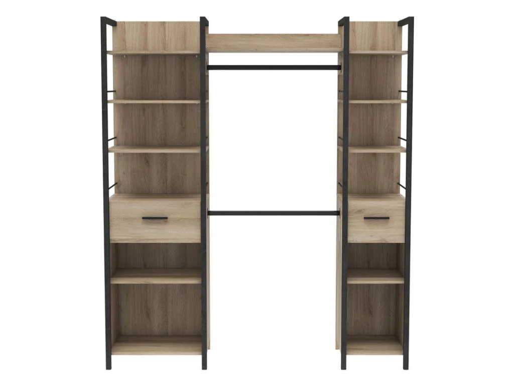 Aménagement Dressing Extensible Chêne/Noir - GARI - L 140/179 X L 48 X H 207 Cm 7 Aménagement Dressing Extensible Chêne/Noir - GARI - L 140/179 X L 48 X H 207 Cm – Image 5