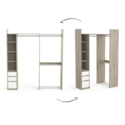 Aménagement Dressing Modulable Blanc/Chêne - SWAMA - L 199 X L 44 X H 218 Cm -Sominova Soldes Boutique dressing et vestiaire 19722683