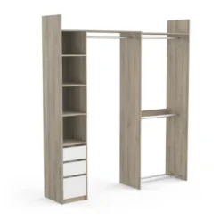 Aménagement Dressing Modulable Blanc/Chêne - SWAMA - L 199 X L 44 X H 218 Cm -Sominova Soldes Boutique dressing et vestiaire 19722687
