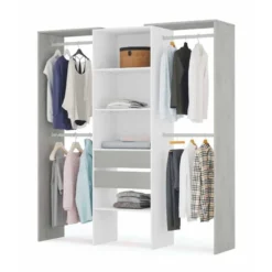 Aménagement Dressing Blanc/Béton Clair - KIYIN - L 179 X L 50 X H 202 Cm -Sominova Soldes Boutique dressing et vestiaire 19722709