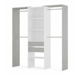 Aménagement Dressing Blanc/Béton Clair - KIYIN - L 179 X L 50 X H 202 Cm -Sominova Soldes Boutique dressing et vestiaire 19722713