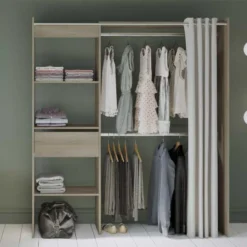 Aménagement Dressing Extensible Chêne - ARA - L 168 X L 50 X H 187 Cm