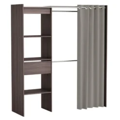 Aménagement Dressing Extensible Chêne Foncé - ARA - L 168 X L 50 X H 187 Cm -Sominova Soldes Boutique dressing et vestiaire 19722735