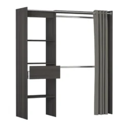 Aménagement Dressing Extensible Chêne Foncé - ARA - L 168 X L 50 X H 187 Cm -Sominova Soldes Boutique dressing et vestiaire 19722737