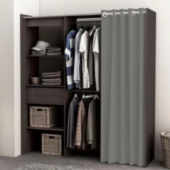 Aménagement Dressing Extensible Chêne Foncé - ARA - L 168 X L 50 X H 187 Cm -Sominova Soldes Boutique dressing et vestiaire 19722739