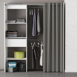 Aménagement Dressing Extensible Blanc - ARA - L 168 X L 50 X H 187 Cm