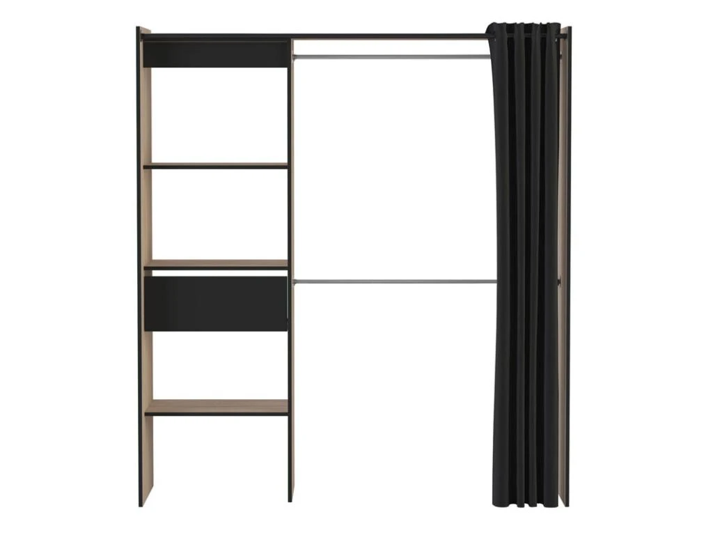 Aménagement Dressing Extensible Chêne/Noir - ARA - L 168 X L 50 X H 187 Cm 4 Aménagement Dressing Extensible Chêne/Noir - ARA - L 168 X L 50 X H 187 Cm – Image 2
