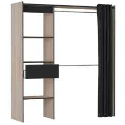Aménagement Dressing Extensible Chêne/Noir - ARA - L 168 X L 50 X H 187 Cm 11 Aménagement Dressing Extensible Chêne/Noir - ARA - L 168 X L 50 X H 187 Cm -Sominova Soldes Boutique dressing et vestiaire 19722769
