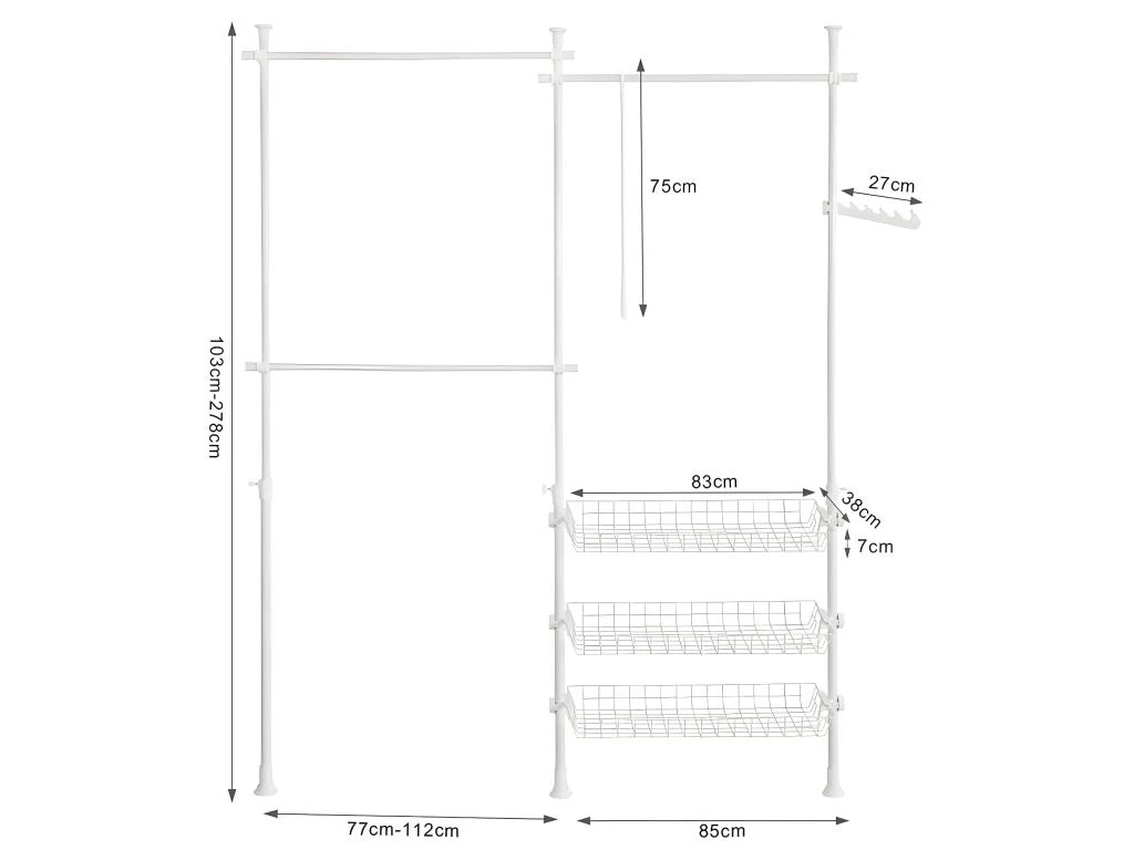 Télescopique Garde-Robe Système Herkule, Portant De Vêtement, FRG34-W 4 Télescopique Garde-Robe Système Herkule, Portant De Vêtement, FRG34-W – Image 2
