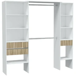 Aménagement De Dressing 3 Tiroirs Blanc/Bois Clair - YANA - L 190 X L 40 X H 187 Cm -Sominova Soldes Boutique dressing et vestiaire 22799185