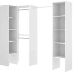 Armoire Dluvumb, Structure Pour Dressing D'angle, Porte-manteau D'angle Ouvert, 226x79h186 Cm, Blanc