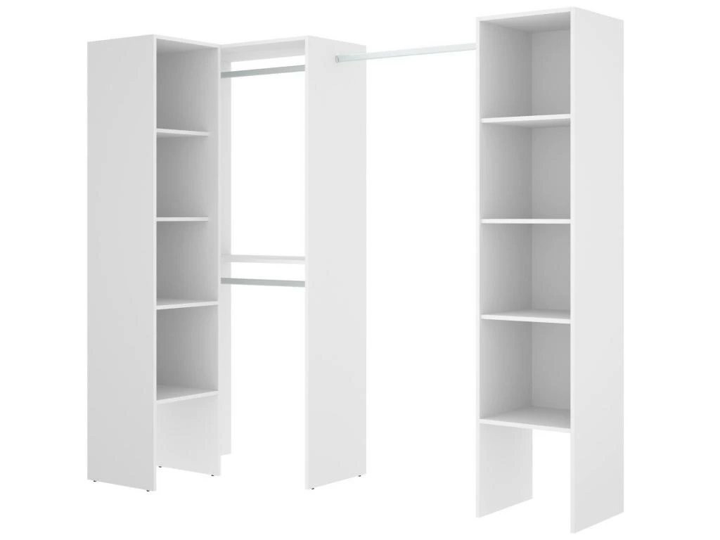 Armoire Dluvumb, Structure Pour Dressing D'angle, Porte-manteau D'angle Ouvert, 226x79h186 Cm, Blanc 3 Armoire Dluvumb, Structure Pour Dressing D'angle, Porte-manteau D'angle Ouvert, 226x79h186 Cm, Blanc
