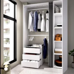 Armoire Dmatin, Structure Pour Dressing, Portemanteau Ouvert, 141x52h205 Cm, Blanc Et Anthracite -Sominova Soldes Boutique dressing et vestiaire 22870591
